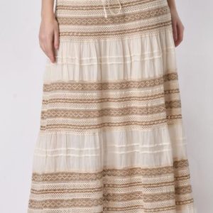 Oatmeal Long Skirt Mutli Strips