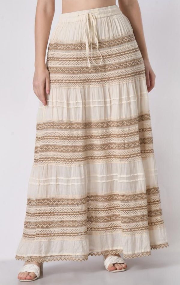 Oatmeal Long Skirt Mutli Strips