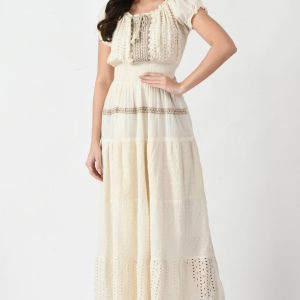 Oatmeal Long Dress Short Sleeve