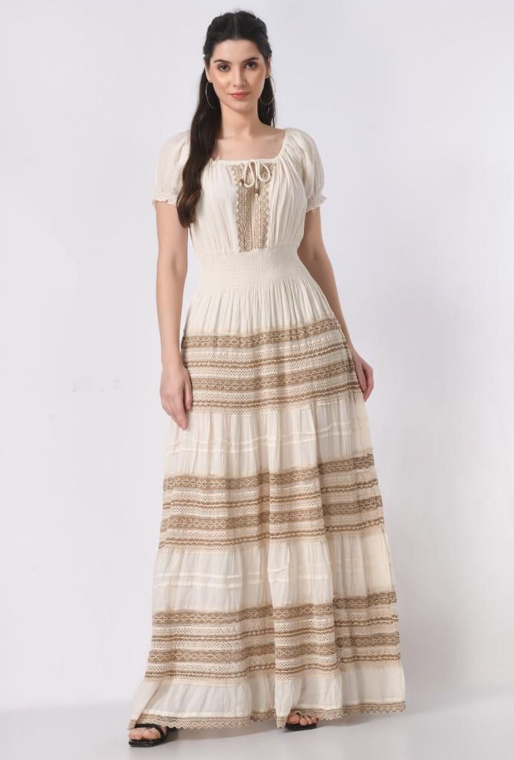 Oatmeal Short Sleeve Long Dress