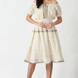 Oatmeal, Short Dress, No Strap, Short Sleeve
