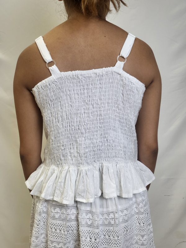White thin strap - short top- frilly bottom - Image 2