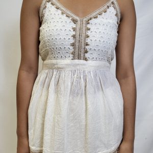 Oatmeal thin strap tank top - tie back strap