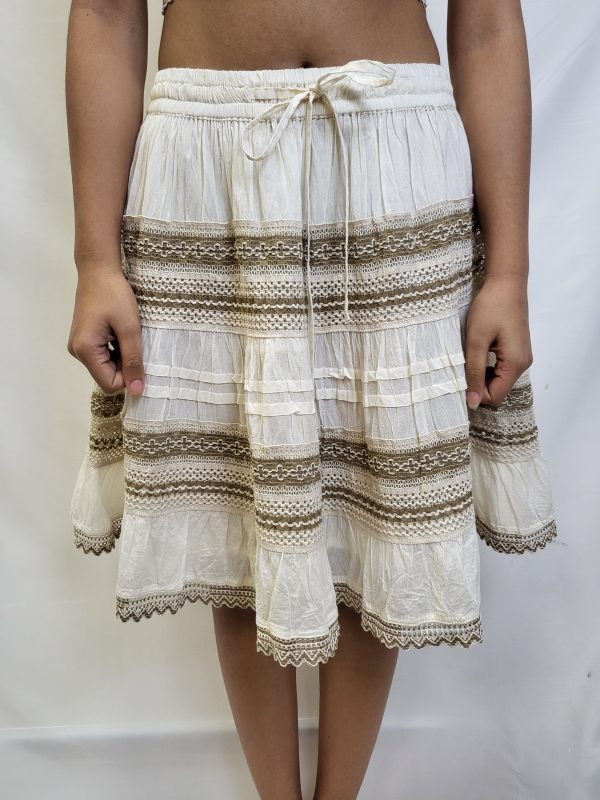 Oatmeal short skirt draw string waist