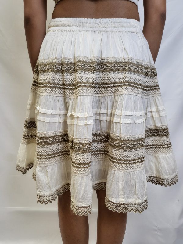 Oatmeal short skirt draw string waist - Image 2